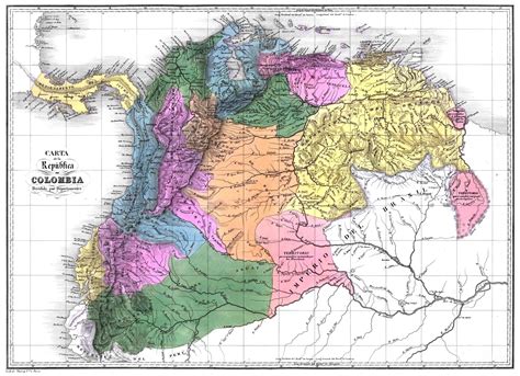 Mapa de la Gran Colombia y sus departamentos (1824) - Mapas Milhaud