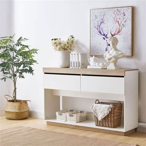 Aiden Coastal White Oak Hallway Table - Bunnings Australia