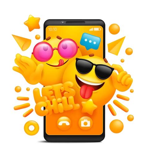 Premium Vector | Lets chill sticker concept Smartphone app template ...