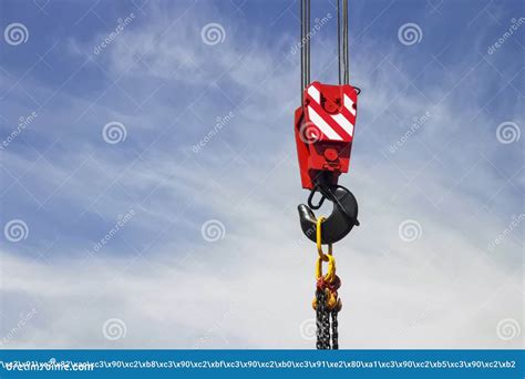 Crane Hook on Blue Sky Background, Construction Work Concept Stock ...