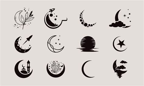 conjunto de iconos de línea de luna simple. logo para sueño, luna natural, mubarak, eid ...