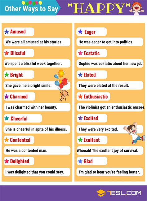 Happy Synonyms: 105+ Synonyms for Happy in English • 7ESL