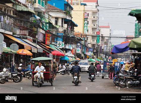 Phnom Penh Cambodia - Busy street view, with motorcycles, Phnom Penh ...