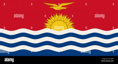 flag of Kiribati. National Kiribati flag on fabric surface Stock Photo ...