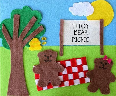 Handmade Teddy Bear Picnic Felt Board for Kids | Animal crafts for kids ...