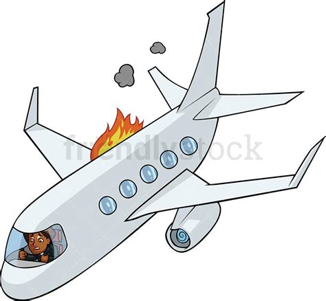 Black Woman In Airplane Going Down Cartoon Vector - FriendlyStock