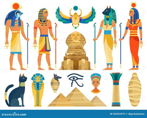 Ancient Egypt. Egyptian Culture Symbols and Sign Collection. Gods and Myth Creatures, Sacred ...