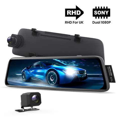 AUTO-VOX V5 Mirror Dash Cam Front and Rear,9.35’’ Full Laminated Touch ...