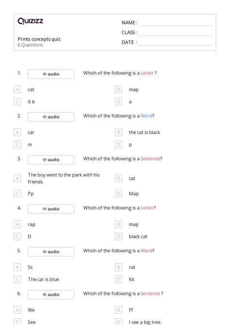 50+ Concepts of Print worksheets for Kindergarten on Quizizz | Free & Printable