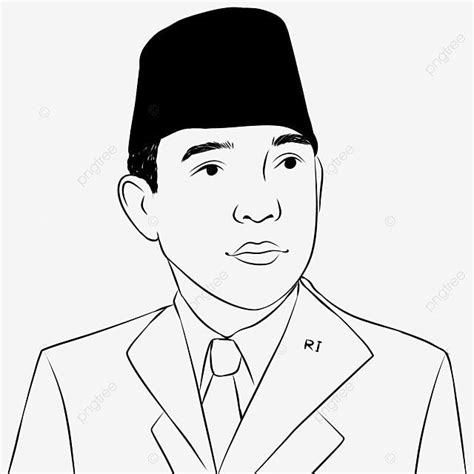 Indonesian Heroes Soekarno Bust Up Line Art Icon, Icon, Line Art ...