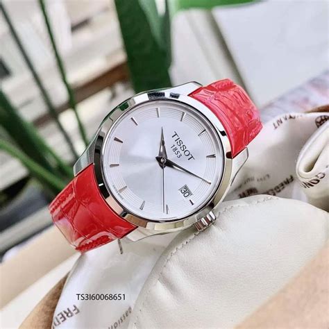 đồng hồ tissot 1853 nữ dây da màu đỏ chính hãng