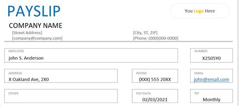 Payslip Template in Excel - Exsheets