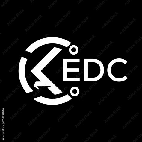 EDC letter logo. EDC white image on black background. EDC vector logo ...