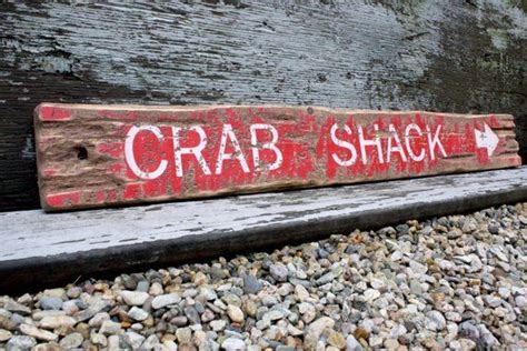 Crab Shack Wood Beach Sign 36" Rustic Sign Nautical Decor Beach Decor Distressed Directional ...