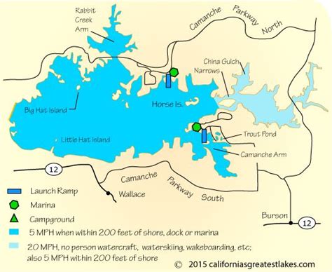 Lake Camanche Fishing in 2023 | Camanche, Fishing maps, Calaveras county