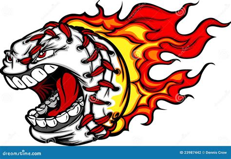 Flaming Baseball or Softball Face Cartoon Stock Vector - Illustration ...