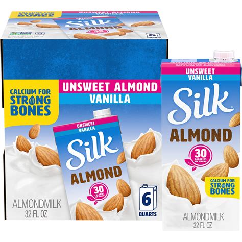 Buy SilkShelf-Stable Almond Milk, Unsweetened Vanilla, Dairy-Free ...