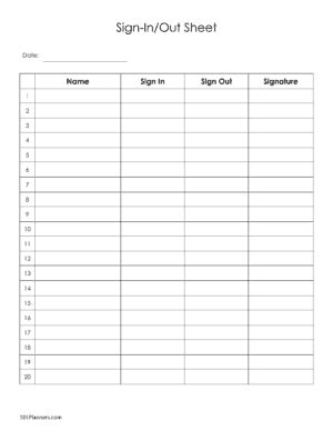 Sign Up Sheet | Sign In Sheet | Instant Download | Many Layouts