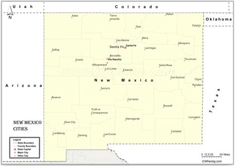 Map of Cities in New Mexico, List of New Mexico Cities by Population - Whereig.com