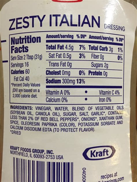 Kraft Salad Dressing Nutrition Facts | Besto Blog