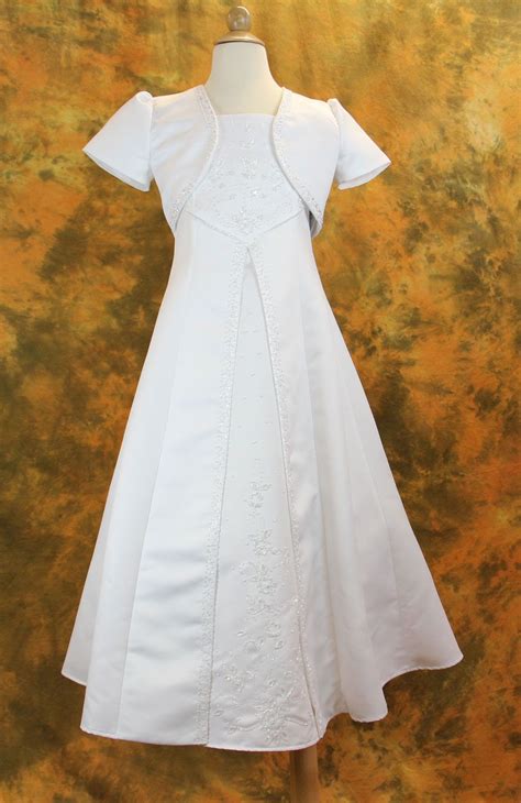 First Communion Dress with Beaded Satin and Bolero | First communion ...