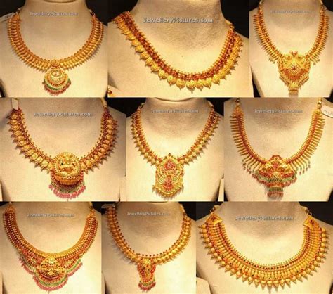 Nine elegant simple gold necklace designs for south indian women.light weight necklace designs ...