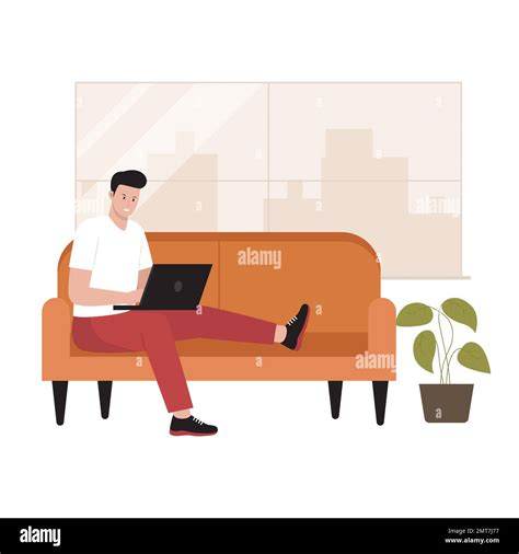 Man freelancer working from home. Illustration for websites, landing pages, mobile apps, posters ...