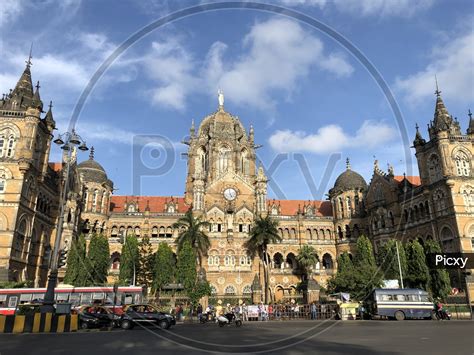 Image of Mumbai Central Railway Station CSMT Building View From Outside-AX236494-Picxy