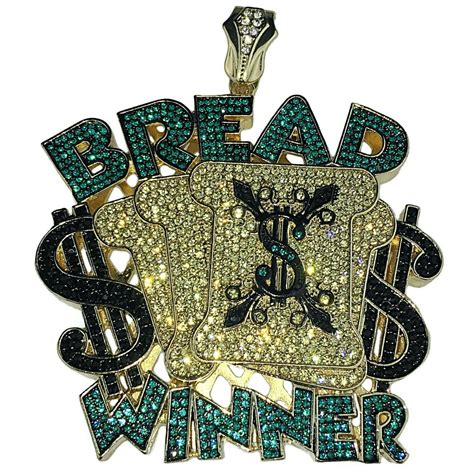 Bling Cartel - Huge Bread Winner Pendant Gold Finish Hip Hop Iced Charm Fits Up To 10MM Chain ...