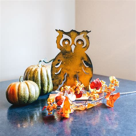 Rustic Owl Fall Centerpiece Decor Autumn Owl figurine | Etsy