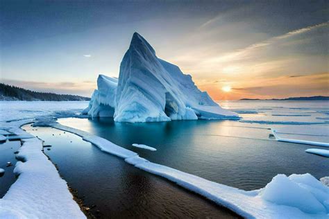 icebergs in the arctic ocean at sunset. AI-Generated 32253366 Stock Photo at Vecteezy