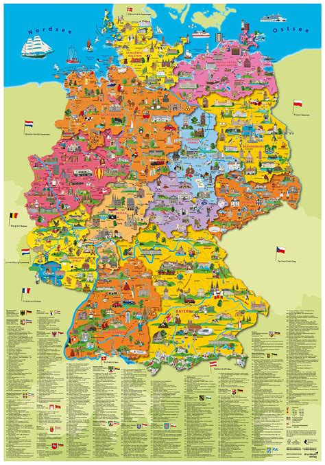 Germany tourist map - Tourist map of Germany with cities (Western Europe - Europe)