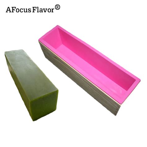 1 Pc DIY Rectangular Soap Mold With Wooden Rectangle Soap Mold Silicone Liner Cake Stencil Outer ...