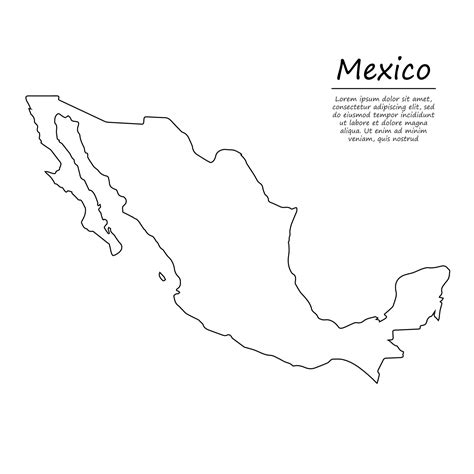 Simple outline map of Mexico, in sketch line style 21808585 Vector Art at Vecteezy