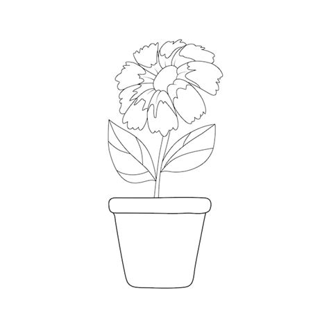 Premium Vector | Single flower in clay pot