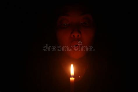 Asian Woman Blowing Candle in the Dark Night Stock Photo - Image of girl, candle: 246421892