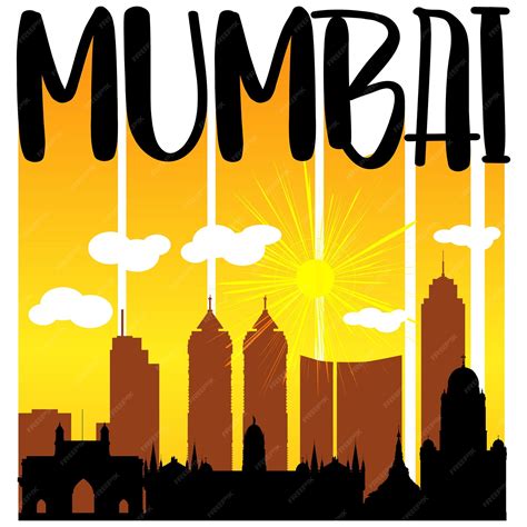 Premium Vector | Mumbai building silhouette Skyline vector Bombay ...