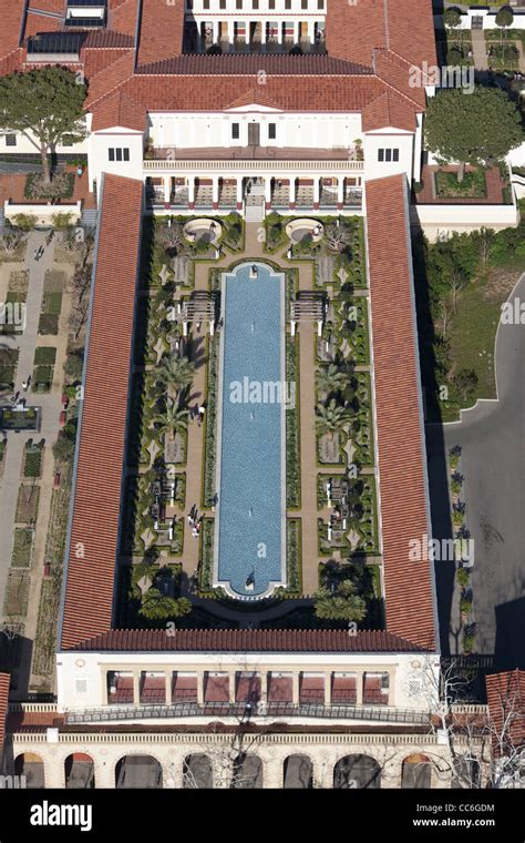 AERIAL VIEW. J. Paul Getty Museum at the Getty Villa. Malibu, Los ...