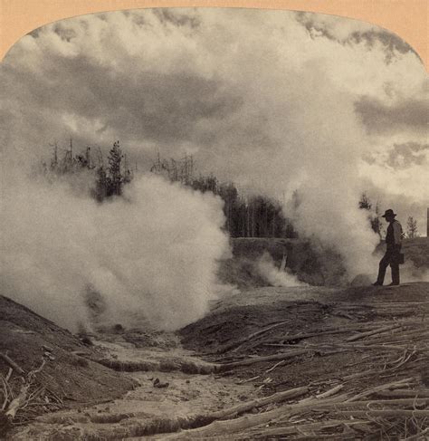 Yellowstone Geyser, C1902 Painting by Granger