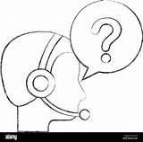 customer service operator With Headset And Speech Bubble Stock Vector  sketch template