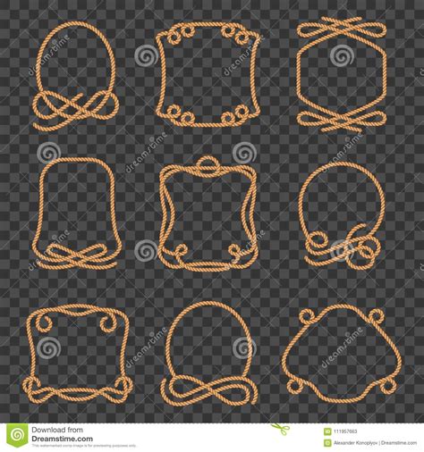 Rope border set stock vector. Illustration of brown - 111957663