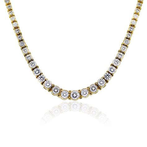 18k Yellow Gold 10 Carat Diamond Riviera Tennis Necklace - Boca Raton