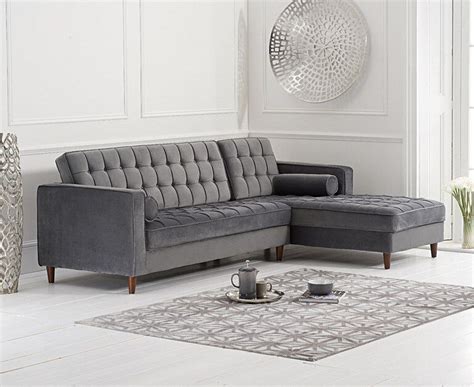 Right Grey velvet corner chaise sofa - Homegenies