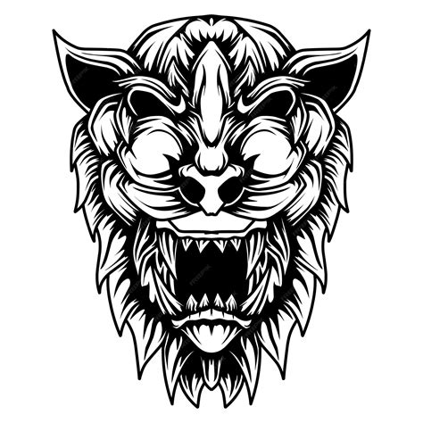 Premium Vector | Black and white tribal lion head