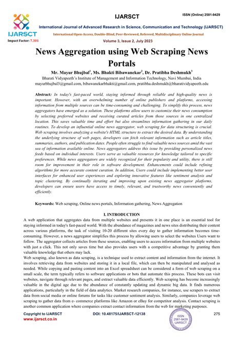 (PDF) News Aggregation using Web Scraping News Portals