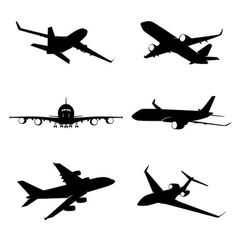 Premium Vector | Vector Silhouette of Commercial Airplane