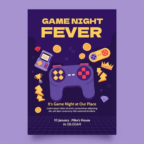 Premium Vector | Game night poster template