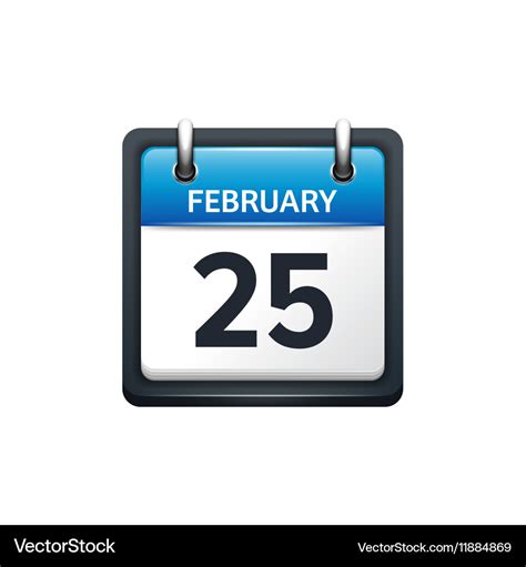 February 25 calendar icon Royalty Free Vector Image