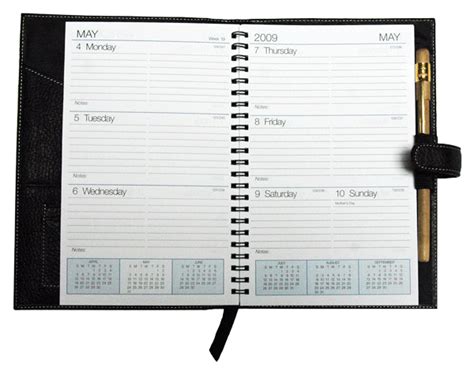 Leather Calendar Planner Covers, Weekly Pocket Planners with custom embossed leather.