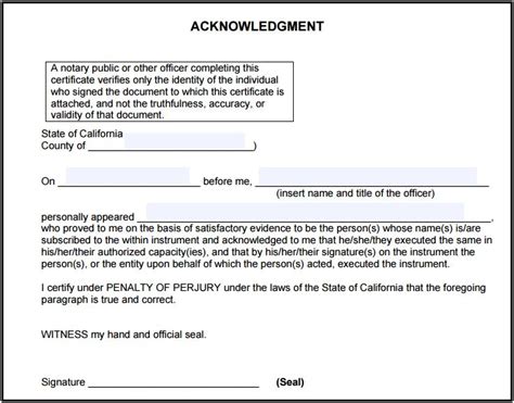 California Notary Acknowledgment - Notary Public Business, Notary Signing Agent